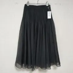 未使用 26年 TO BE CHIC シフォンジー プリーツ スカート 黒 新品のサムネイル