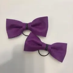 パープルリボンヘアゴム 2個セット