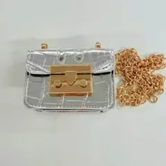 ミニショルダーバッグ シルバー チェーン付