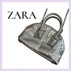 ZARA ザラ【新品・未使用】シルバー クロコダイル型押しショルダーバッグ