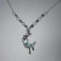 フェアリーグランジ ウィッシュコア サブカル y2k 月 星ネックレス グリーン