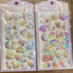 ホログラムうさぎデザインシール2シート