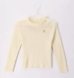 ROPE' PICNIC KIDS刺しゅう衿フリルリブニットトップスキナリ120