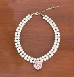 チョーカーネックレス　ローズ イミテーションパール