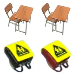 ２点セット　ぼくの小学校　机　椅子　ランドセル（赤と黒）ぷちサンプル