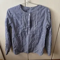 MUJI ギンガムチェックブラウス　Mのサムネイル