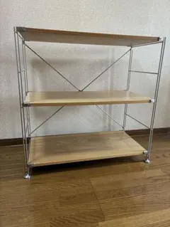 《送料込》MUJI ステンレスユニットシェルフ オーク棚 収納 台 木製家具のサムネイル