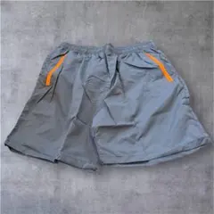 メンズ水着Lグレー速乾スイムパンツインナー付きウエストゴム紐付きポケット付夏用海