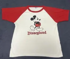 80s 白足ミッキーマウス リンガーTシャツ XL