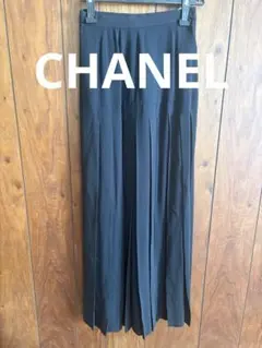 【CHANEL】シルクジョーゼット　ロングスカート　ブラックのサムネイル