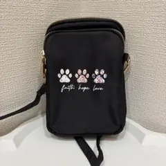 肉球 足跡 ショルダーバッグ ミニショルダーバッグ ブラック