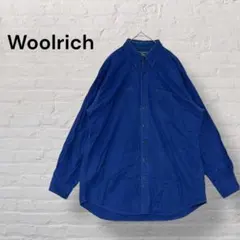 Woolrich ウールリッチ長袖ボタンダウンシャツ青 L無地 コットン 古着