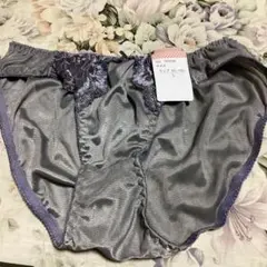 グレー レース装飾 サテン風ショーツ Lサイズ新品