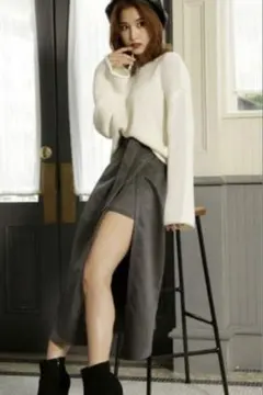 リゼクシー　RESEXXY レイヤードラップフレアスカート グレー