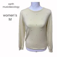 earth music＆ecology 長袖ニット カットソー ビーズ M 黄色