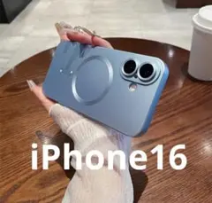 iPhone16スマホケース　MagSafeマグセーフ　レンズ保護　スカイブルー