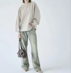 【美品】coca コカ エンボス バルーンスリーブ トップス ベージュ L