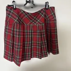 SHEIN チェック柄 プリーツミニスカート レッド Lサイズのサムネイル