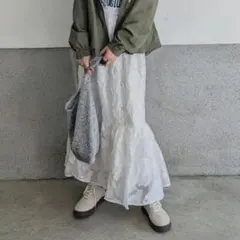 JEANASIS ジーナシス パッチワークコットンレーススカート ホワイト