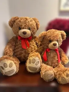 テディベア ぬいぐるみ 2体セット 赤いリボンのサムネイル