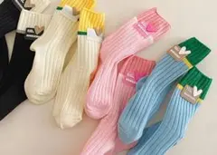 キッズ靴下5足セット カラフルリブ編み