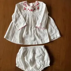 花柄刺繍 ワンピースとショーツセット プチバトー12m/74㌢　ブルマ付き