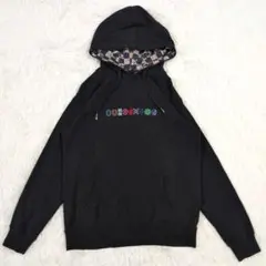鬼滅の刃 パーカー 総柄 刺繍ロゴ ブラック Mサイズ BANDAI フーディのサムネイル