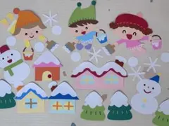 冬の壁面　雪のペンキやさん　雪の妖精　12月