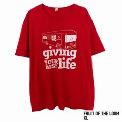 フルーツオブザルーム BIG RED BUS 企業Tシャツ XL赤 古着アメカジのサムネイル