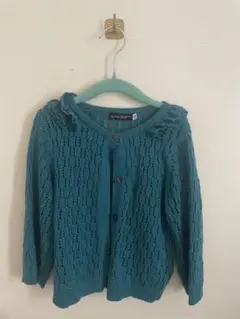 ターコイズ レース編み カーディガン 120