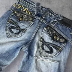 redpepper Ripped flare denim y2k 刺繍 装飾