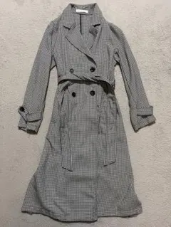 白黒チェック トレンチコート