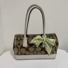 COACH シグネチャー トートバッグ グリーンスカーフ付き