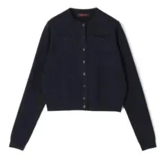 正規品美品【CABaN】コットンカシミヤ クルーネックカーディガンXS ネイビー