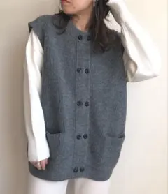 wee9s オーバーサイズダブルボタンポケット付ニットベスト