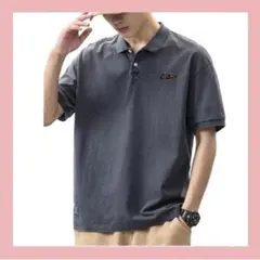ポロシャツ メンズ 半袖 L グレー 吸汗速乾 カジュアル シンプル トップス