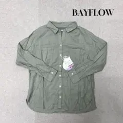 ★新品★ BAYFLOW リネンカラーシャツ　長袖　Sサイズ　スモーキーグリーン