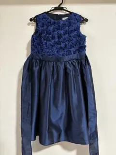 【美品】ネイビー 花柄 ノースリーブドレス