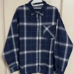 DAZY ネイビー チェック柄 長袖シャツ L