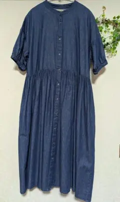 Samansa Mos2 スタンドカラーワンピース デニム