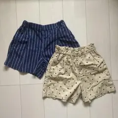 【ユニクロ・GU】キッズ　ショートパンツ　２枚セット　ストライプ　水玉　140①
