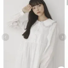 merry jenny bear刺繍フリルカラーワンピース（オフホワイト）