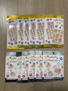 ハローキティ 日焼けキティ シール アクリルミニチャーム　セット