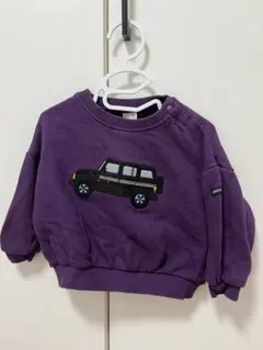 紫色 車刺繍 トレーナー 90cm