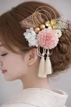 卒業式 成人式 結婚式 髪飾りヘッドパーツ 水引 ドライフラワー 袴