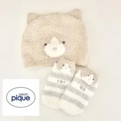 【極美品】ジェラートピケ 猫耳キャップ＆ソックス 2点セット ネコ