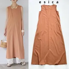 美品esica リネンライク ノースリーブ シャツ ロングワンピース ドレスのサムネイル