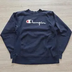 v*い様 Champion スウェット L 裏起毛 ネイビー スクリプトロゴ ヴ