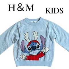 H&M ディズニー スティッチ ニット セーター 150 ブルー 冬服のサムネイル