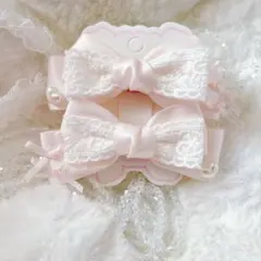 リボンレースヘアクリップ2個セット